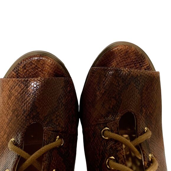 Steve Madden 7 Brown Snake Skin Print  Peep Toe  Block Heels Shoes EUC - Picture 8 of 12